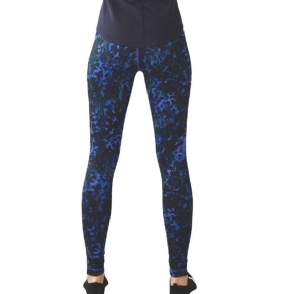 lululemon athletica Pants - Lululemon Wunder Under Luon (Roll Down)Floral Sport Backdrop Iris Flower Multi